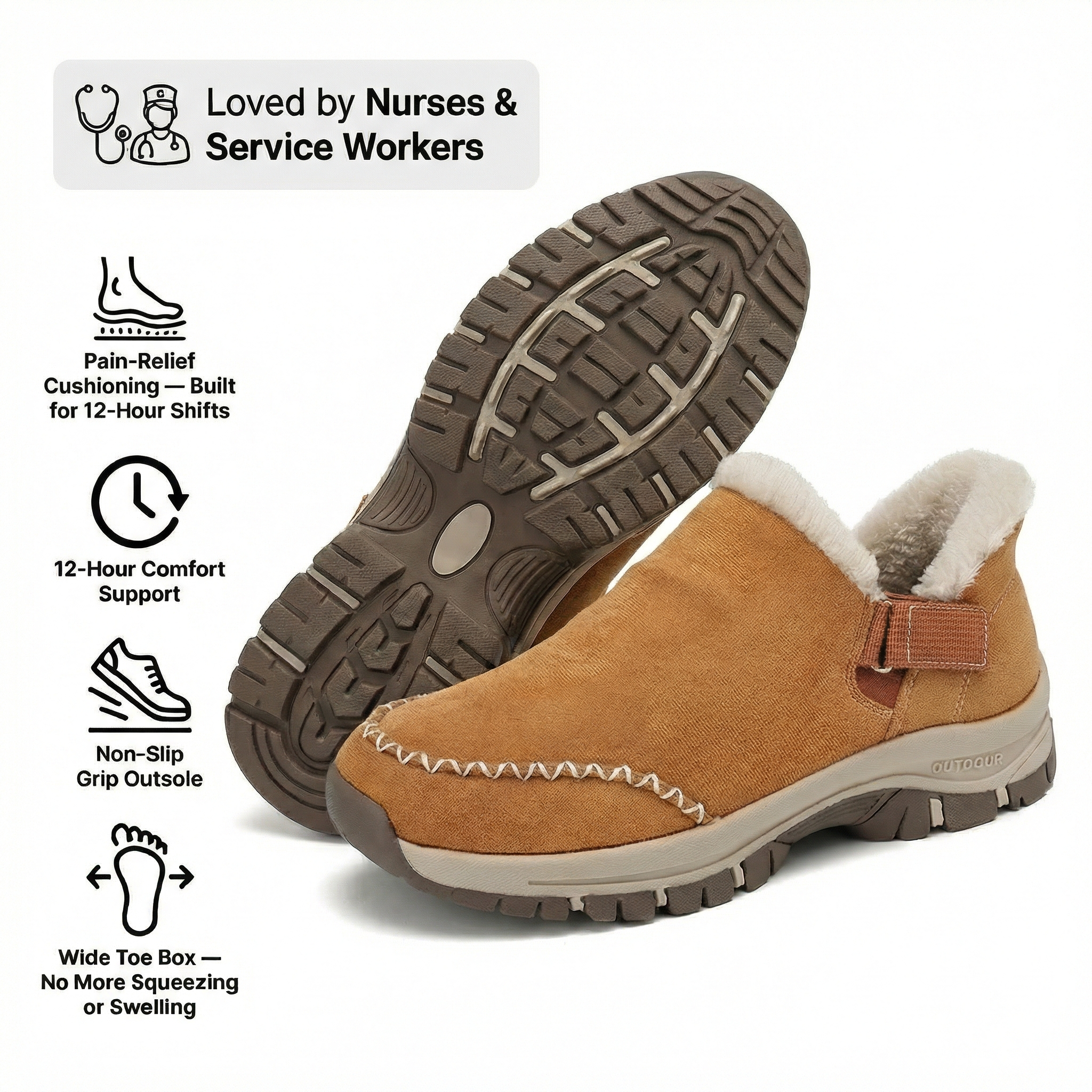 NursePro™ 12-Hour Shift Clogs — Plantar Fasciitis & Heel Relief for Back Pain, Bunions & Wide Feet