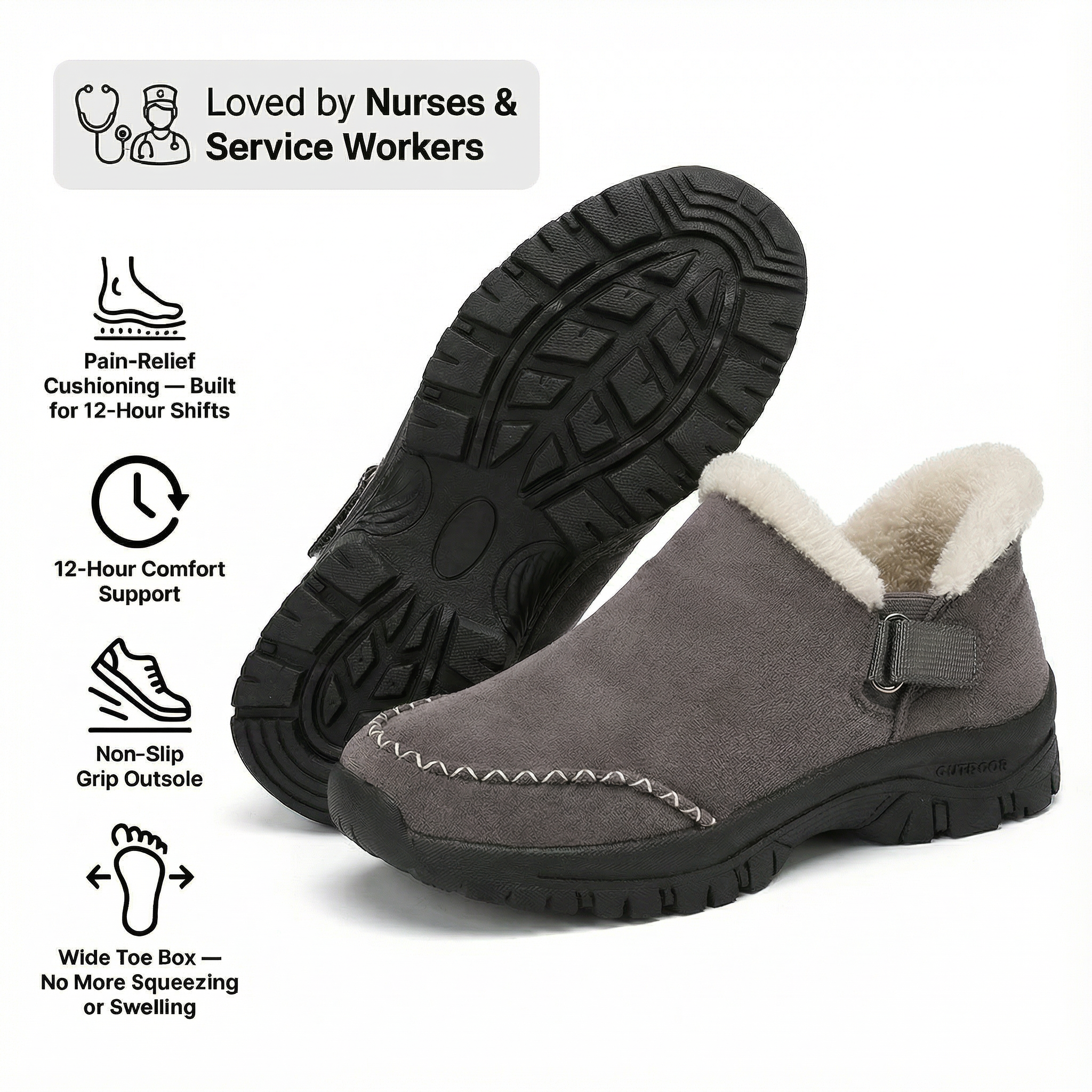 NursePro™ 12-Hour Shift Clogs — Plantar Fasciitis & Heel Relief for Back Pain, Bunions & Wide Feet