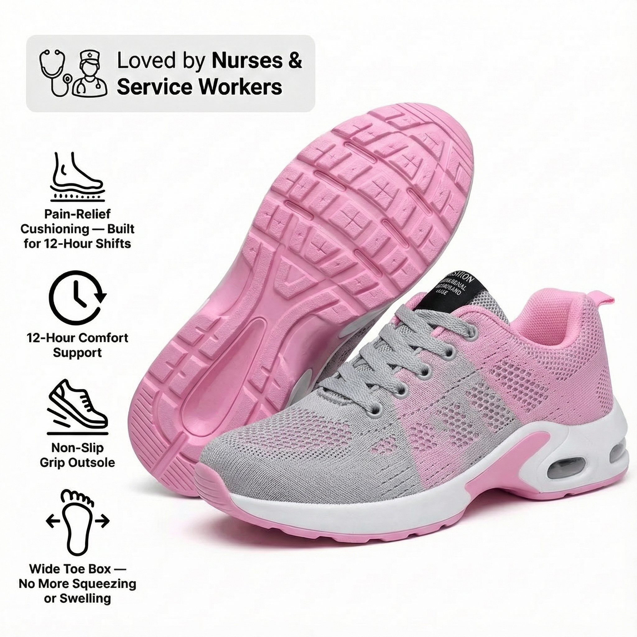 Orthora™ Pro — 12-Hour Shift Shoes for All-Day Foot, Knee & Back Pain Relief
